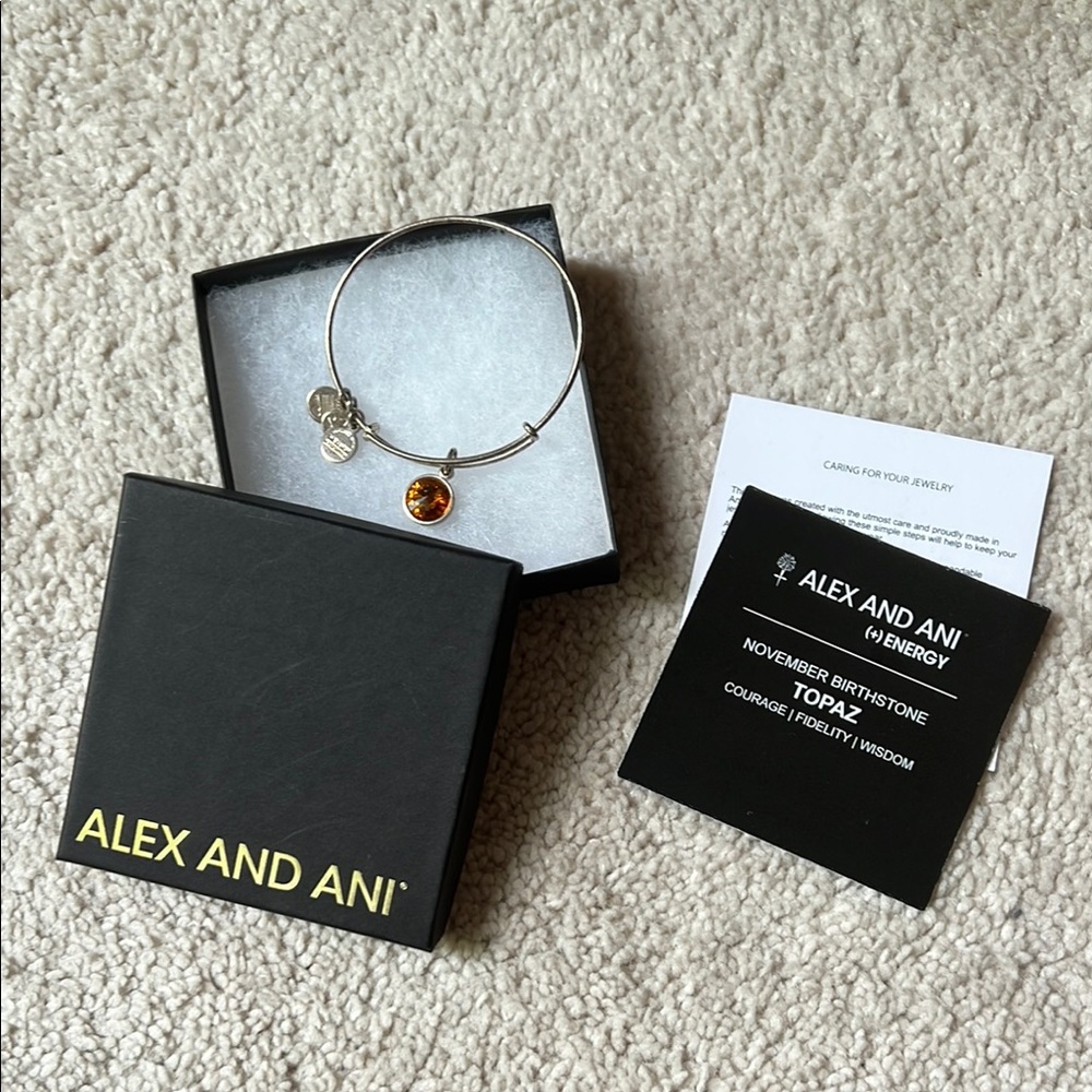 Alex and Ani Silver Topaz Charm Bracelet